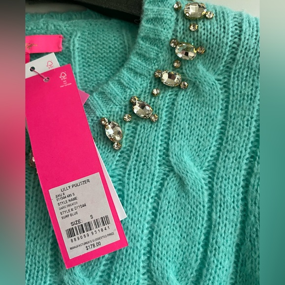 LILLY PULITZER Crystal Embellished LS Full Fashion Knit DARIO PULLOVER SWEATER - Picture 5 of 11